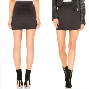 Free People Black Ponte Knit Classic Mini Skirt W-405 Sz S thumbnail 3