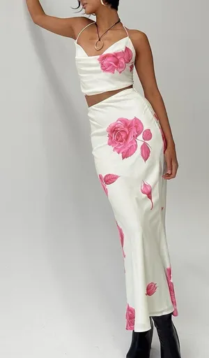 NWT Princess Polly Karalle Skirt Set Cream / Pink Size 12 thumbnail 1