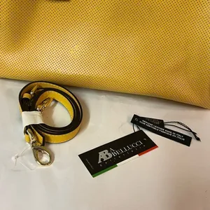 A. Bellucci Italian leather mustard‎ yellow bag B93 thumbnail 6