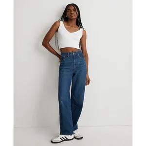 Madewell Jeans‎ Size 23 Indigo Dark Worn High Rise Baggy Straight Leg Minimalist thumbnail 10