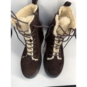 Steve Madden Jazmin faux fur-lined‎ suede lace-up side zip combat boots thumbnail 3