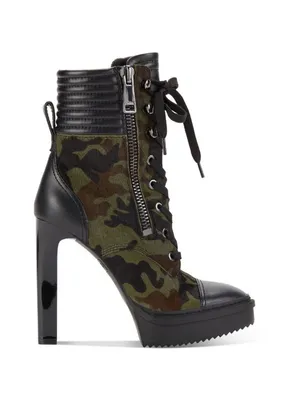 DKNY New Steffi Calf Hair Leather Combat Camo Lace-up Stiletto Bootie 6.5 thumbnail 2