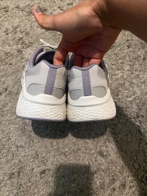 Skechers Light Gray and Lavender Lace-Up Athletic Sneakers thumbnail 5