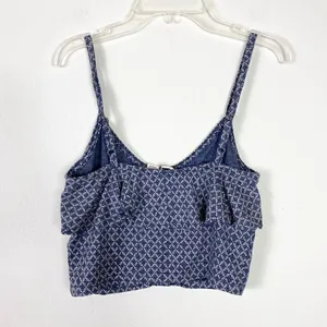 Roxy Navy Blue & White Pattern Popover Button Front Layered Tank Top Blouse XS thumbnail 3