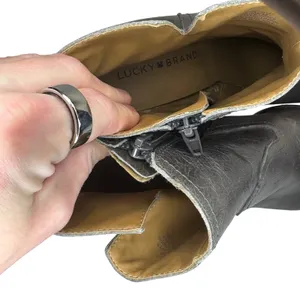 Lucky Brand LK Quintei Gray Leather Ankle Boots Block Heel‎ Booties 8.5M thumbnail 11