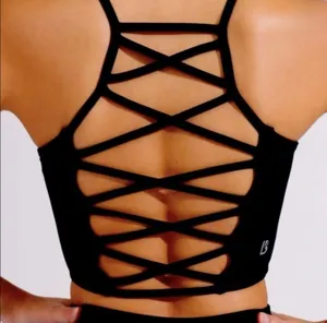 Buff Bunny Collection Ivy Crop Top Black Strappy Back Athletic Tank Size M thumbnail 2