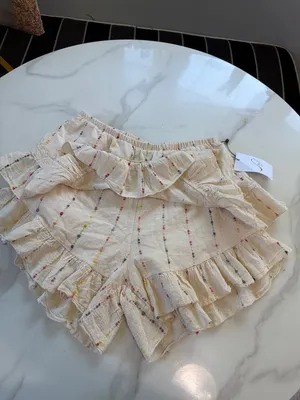 Soleil Ivory Ruffle Tiered Skort with Multicolor Dot Stripes Pink thumbnail 6