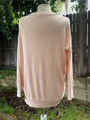 Lauren Ralph Lauren pale pink lightweight combination sweater sweatshirt preppy thumbnail 3