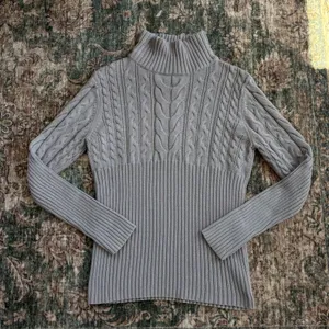 Vintage Axcess Turtleneck Sweater Large Grey Cable Knit Y2K Preppy Chic Cottage thumbnail 3