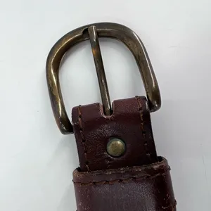 Vintage‎ Women's Real Leather Stitch Point Adjustable Buckle Belt Brown One Size thumbnail 5