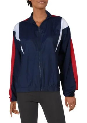 NWT Reebok Womens Pocket Nylon Track Jacket IU0779 Vector Navy Blue S thumbnail 1