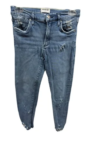 Agolde $148 Women's‎ Sz 27 Sophie Mid-Rise Light Wash Distressed Raw Hem Jeans thumbnail 1