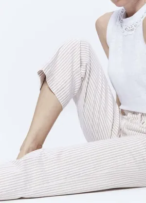 Paige‎ Nellie Pink Stripe High Rise Wide Leg Cropped Jeans 25 thumbnail 1