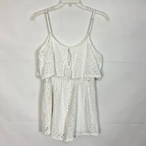 LA Hearts Eyelet Sleeveless Ruffle White Romper thumbnail 7