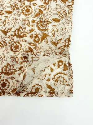 Cleobella Reza Blouse Peasant Tamil Block Print Floral Cotton Boho Brown Ivory thumbnail 12