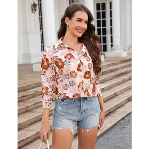 NEW Long Sleeve Button Down Shirts Floral Blouses XL thumbnail 6