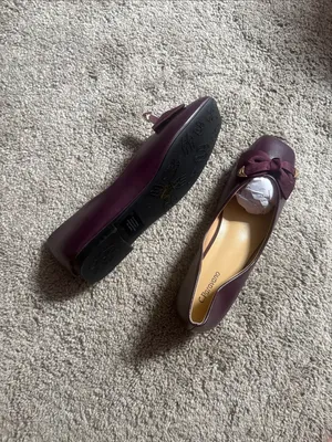 C.Paravno Women's Bow-Accent Burgundy Ballet Flat plum colored size9/9.5 thumbnail 12