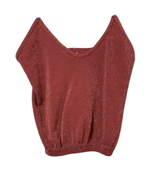 Intimately Free People Red Gold Glitter Crop Top Sleeveless Blouse Womens S Tank thumbnail 1