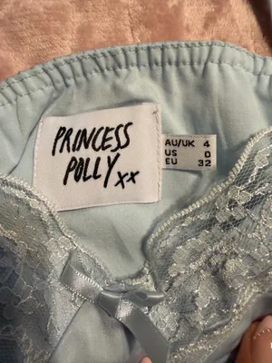 light blue silk princess polly crop top/cami top with white lace thumbnail 4