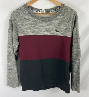 VS Pink Stripe Lightweight sweatshirt Size Medium thumbnail 1