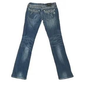 Miss Me Womens Straight‎ Leg Embellished Rhinestone Denim Distressed Jeans Sz 29 thumbnail 9