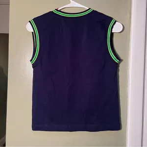 Terez Women's Size XXS‎ Tank Top Navy Blue Lime Green Trim Crewneck Boxy Cotton thumbnail 4