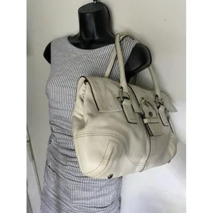 coach medium bag handbag off white leather shoulde thumbnail 6