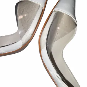 Schutz White Leather & Clear Acrylic Slingback Pointy Toe Heels Shoes 11 thumbnail 8