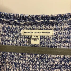 American Eagle Outfitters Blue Marled Cable Knit V-Neck Sweater thumbnail 4