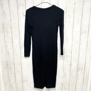 Bershka Dress Women Size Small Crewneck‎ Long Sleeve Midi Black Evening Business thumbnail 5