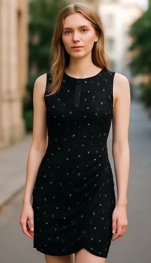 Allegra‎ K Party Dress Sleeveless Star Print Mini Dress Black XL thumbnail 1