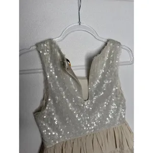 Alice + Olivia 2000s Silk Ruffle Tiered Sequin Dress Neutral Small thumbnail 10