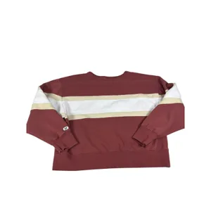 Abercrombie & Fitch Burgundy White Striped Crewneck Sweatshirt XL Cotton‎ Blend thumbnail 3