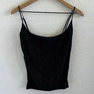 Free People Intimately Navy Stretch Scoop Camisole Top Laser Cut M/L thumbnail 1