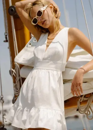 Lulus Sexy Summer White Cutout Lace-Up V-Neck Mini Dress thumbnail 1