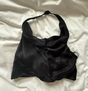 ZARA Top Crop Black Cowl Satin Neck thumbnail 1