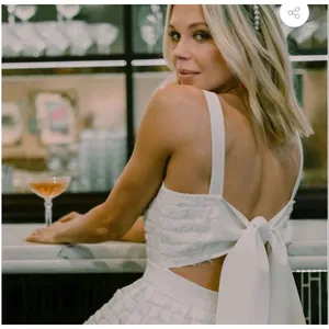 Abbey Glass Melody Bow Back Dress in white Size‎ Small thumbnail 2