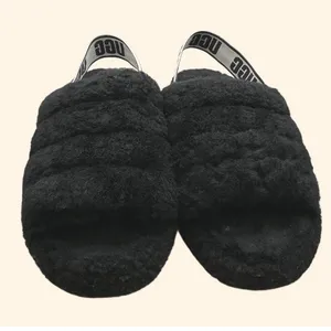 UGG Fluff Yeah Slide Black Sheepskin Platform Slingback Sandals Womens 8 1095119 thumbnail 6