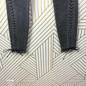 Hudson‎ Jeans The Stevie Midrise Lace Up Skinny Jeans in Vacancy Gray Size US 27 thumbnail 6