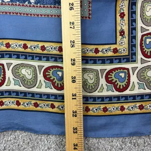 New Stu Square Scarf Blue Floral Heart Medallion Silk Boho Chic Cottagecore thumbnail 5