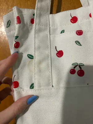 Shein Small Canvas Cherry Print Tote Bag thumbnail 4