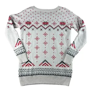 Mossimo Supply Co Women Small Fair Isle Polar Bear Holiday Knit Sweater Red Gray thumbnail 8
