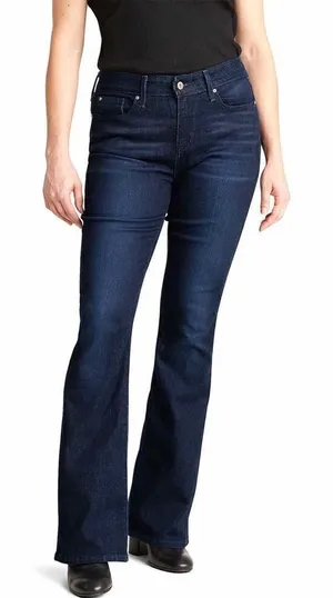 Levi's Jeans Womens 16 Mid Rise Skinny Bootcut Oil Rubbed Blue 33x 32‎ Western thumbnail 1