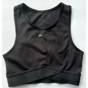 Puma‎ Women Size XS Soft Sports Crop Top In Black Sports Bra thumbnail 1