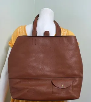 J. Crew all day roasted chestnut leather tote thumbnail 1