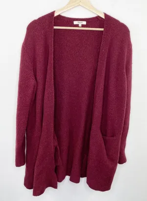 Madewell Kent Cardigan Sweater Burgundy Merino Wool Alpaca Blend Small E0185‎ thumbnail 1