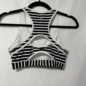 Athleta Black White Striped Wireless Sports Bra Womens XS Athletic Classic Gym thumbnail 2
