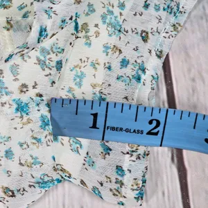 Judith March Floral Lace Trim Halter Romper Shorts Blue White M‎ thumbnail 9