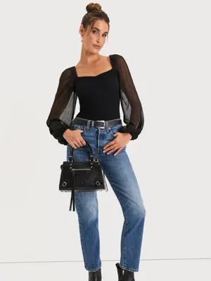LULU's Sexy Romantic Chic Stretch Long Sleeve Holiday Date Night Party Top thumbnail 4