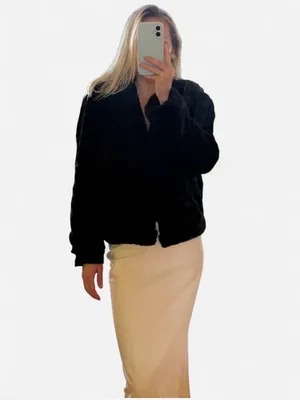 C&C California black faux fur cropped jacket in XS. thumbnail 2